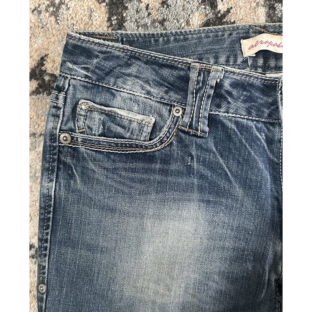 Aeropostale Hailey Skinny Flare Jeans Low Rise Womens 5/6 Y2K Stretch Blue Denim - Picture 4 of 10